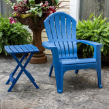 A blue Adirondack chair.