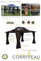 12' x 16' Cambridge Nutmeg Hard Top Gazebo