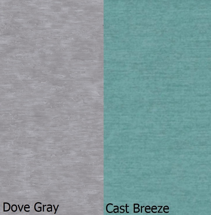 This is a swatch image showing the Dove Gray frame and the Cast Breeze cushion color.