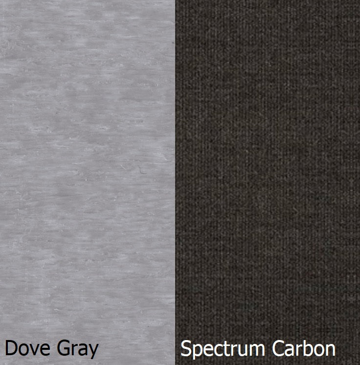 This is a swatch image showing the Dove Gray frame and Spectrum Carbon cushion color.