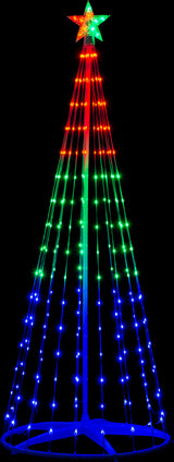 Six foot string tree pre-lit with LED lights that you can control via an app.