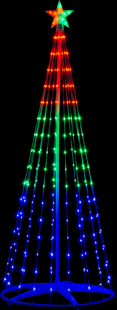 Six foot string tree pre-lit with LED lights that you can control via an app.