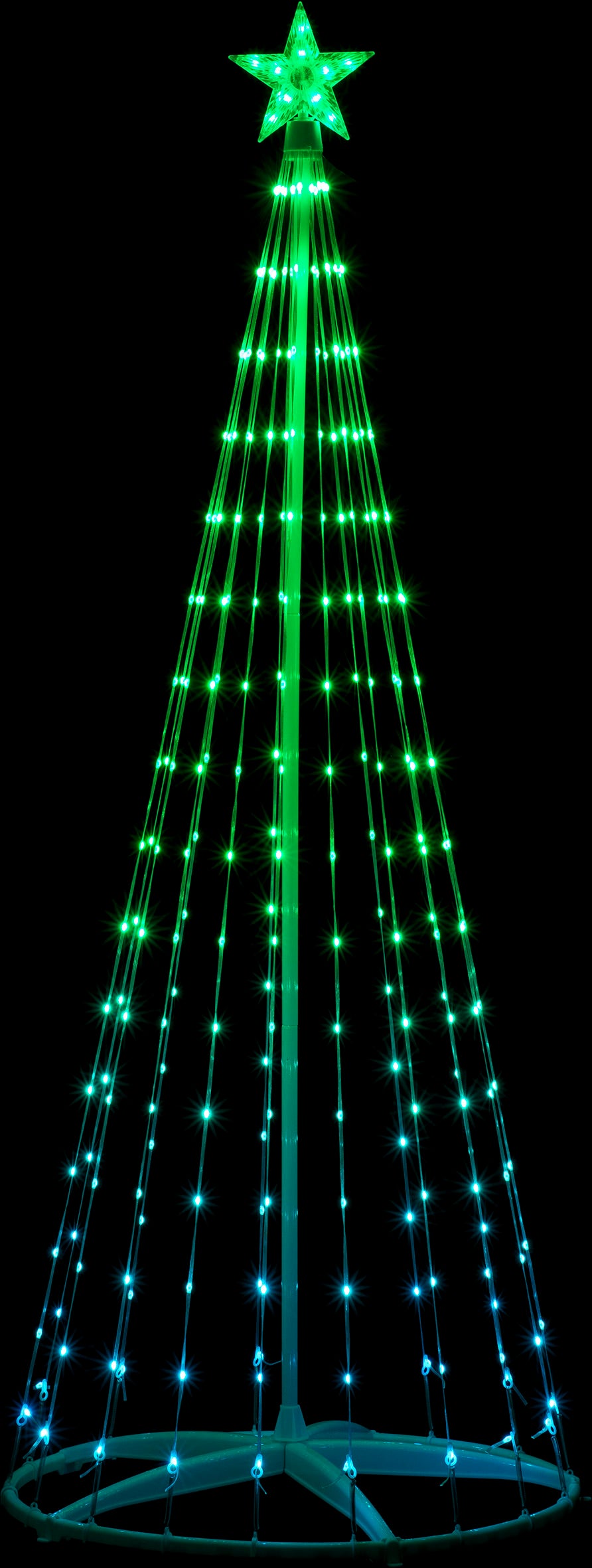 Six foot string tree pre-lit with LED lights that you can control via an app.