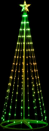 Six foot string tree pre-lit with LED lights that you can control via an app.