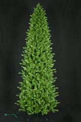 This image shows this specific artificial tree with the lights turned off. This tree is up against a black background.