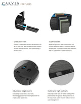 This image lists the different features of this pool. Graduated rails, superior walls, adjustable ledge covers and stable and high wall rails.