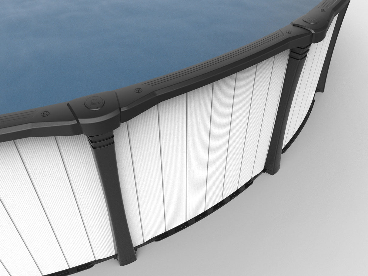 This is an image taken from above the pool showing off the wall and the rails.