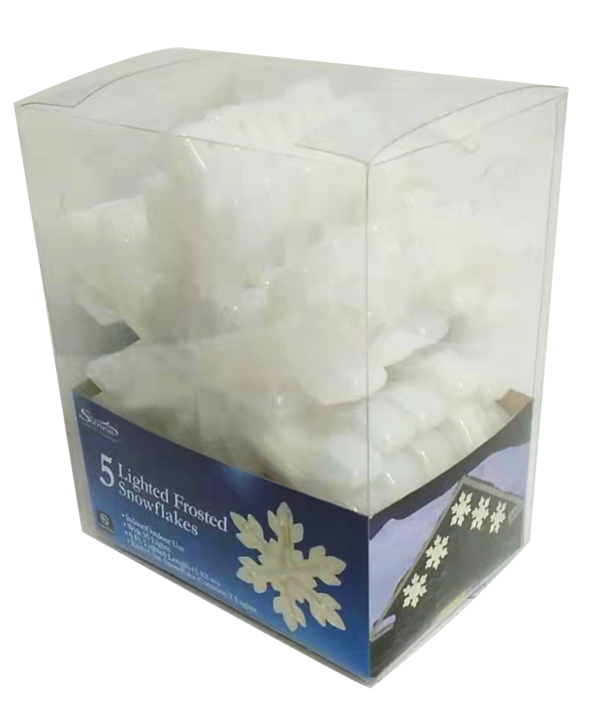 Set of 5 Lighted Frosted Snowflake Lights