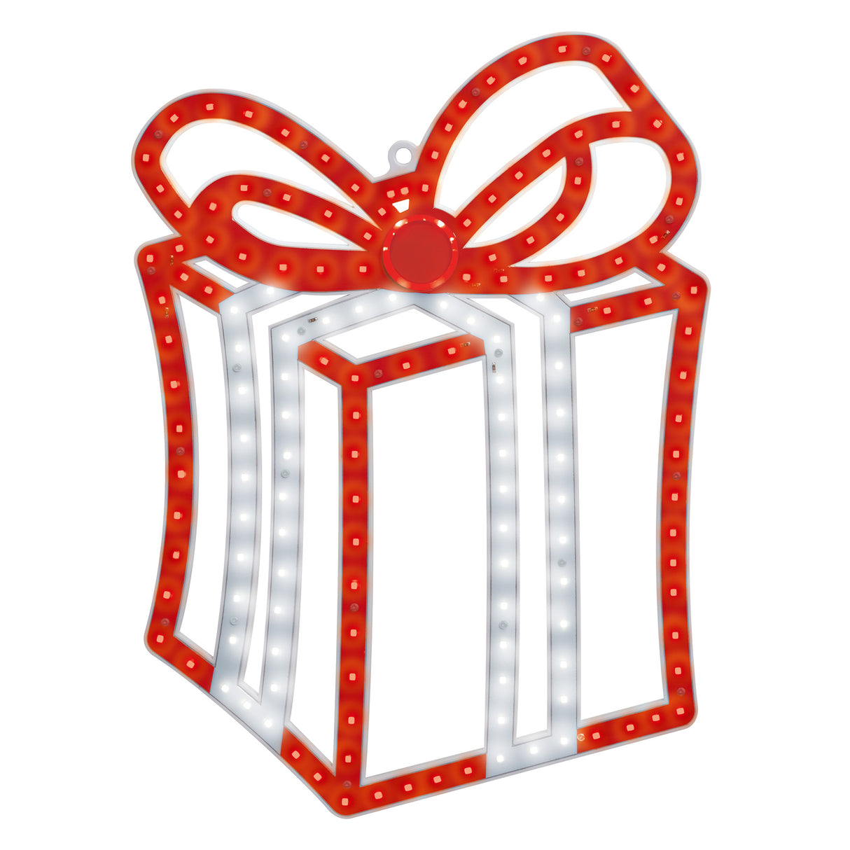 This image shows the red-colored LED present decoration on a white background.