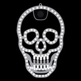 This is an image showing the white frame and white lights on this skull decoration.