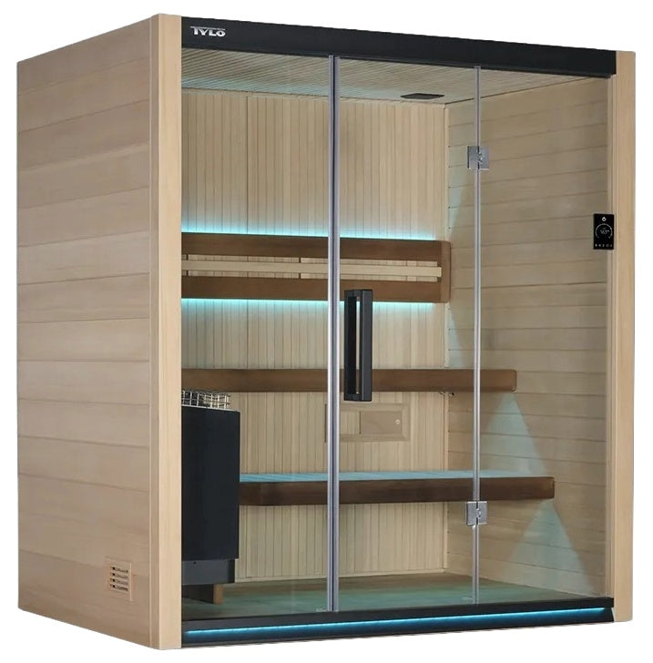 This image shows the Halmstad 3 Tylo sauna on a white background.