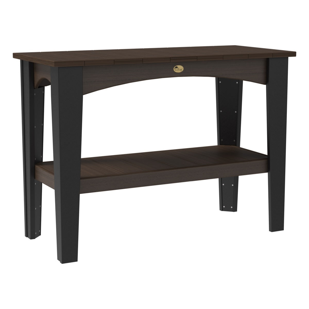 This is the Brazilian Walnut and Black colored Island Buffet Table on a white background.