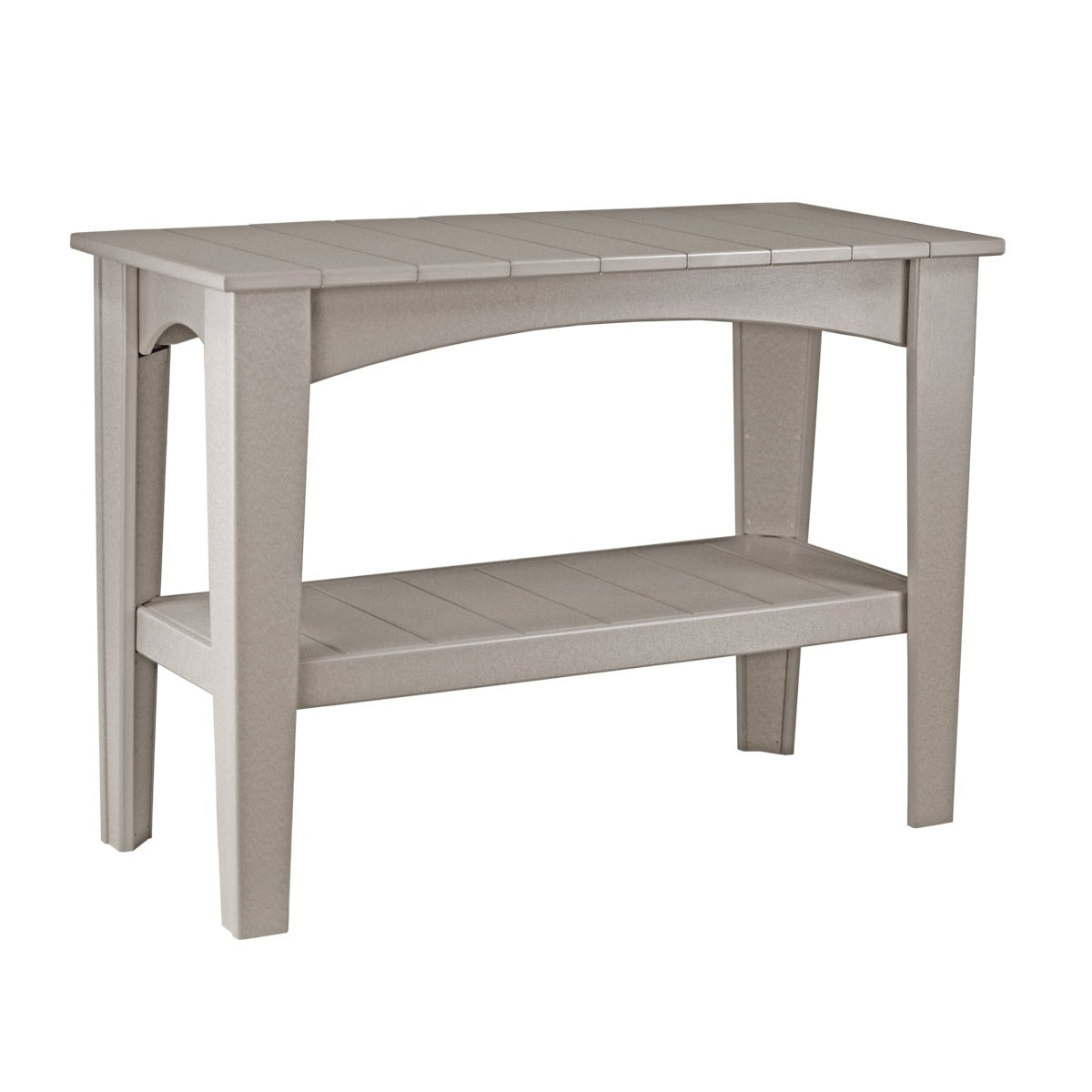 This is the Weatherwood colored Island Buffet Table on a white background.
