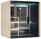 This image shows the Kiruna 3 person sauna from Tylo on a white background.