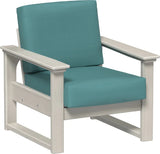 This image shows the deep seating chair on a white background. The frames are birch and the cushion is cast breeze.