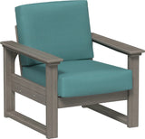 This image shows the deep seating chair on a white background. The frames are coastal gray and the cushion is cast breeze.