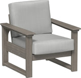 This image shows the deep seating chair on a white background. The frames are coastal gray and the cushion is spectrum dove.