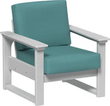This image shows the deep seating chair on a white background. The frames are dove gray and the cushion is cast breeze.