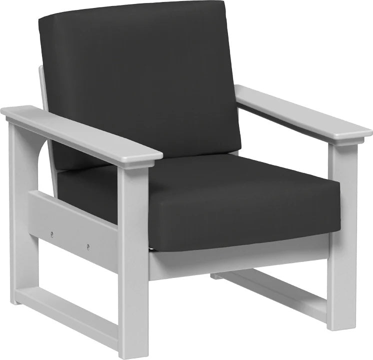This image shows the deep seating chair on a white background. The frames are dove gray and the cushion is spectrum carbon.