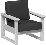 This image shows the deep seating chair on a white background. The frames are dove gray and the cushion is spectrum carbon.