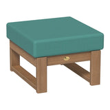 This is the Ottoman with Antique Mahogany frames and a Cast Breeze colored cushion.