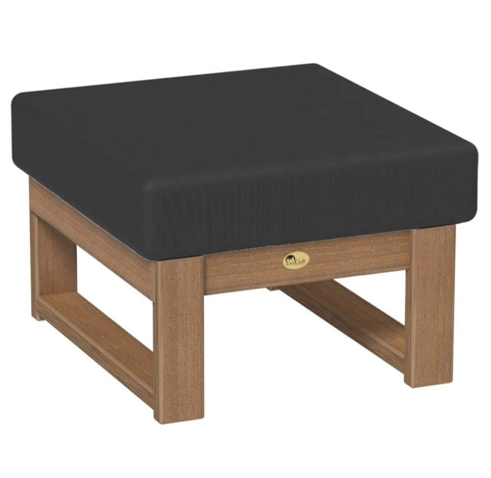 This is the Ottoman with Antique Mahogany frames and a Spectrum Carbon colored cushion.