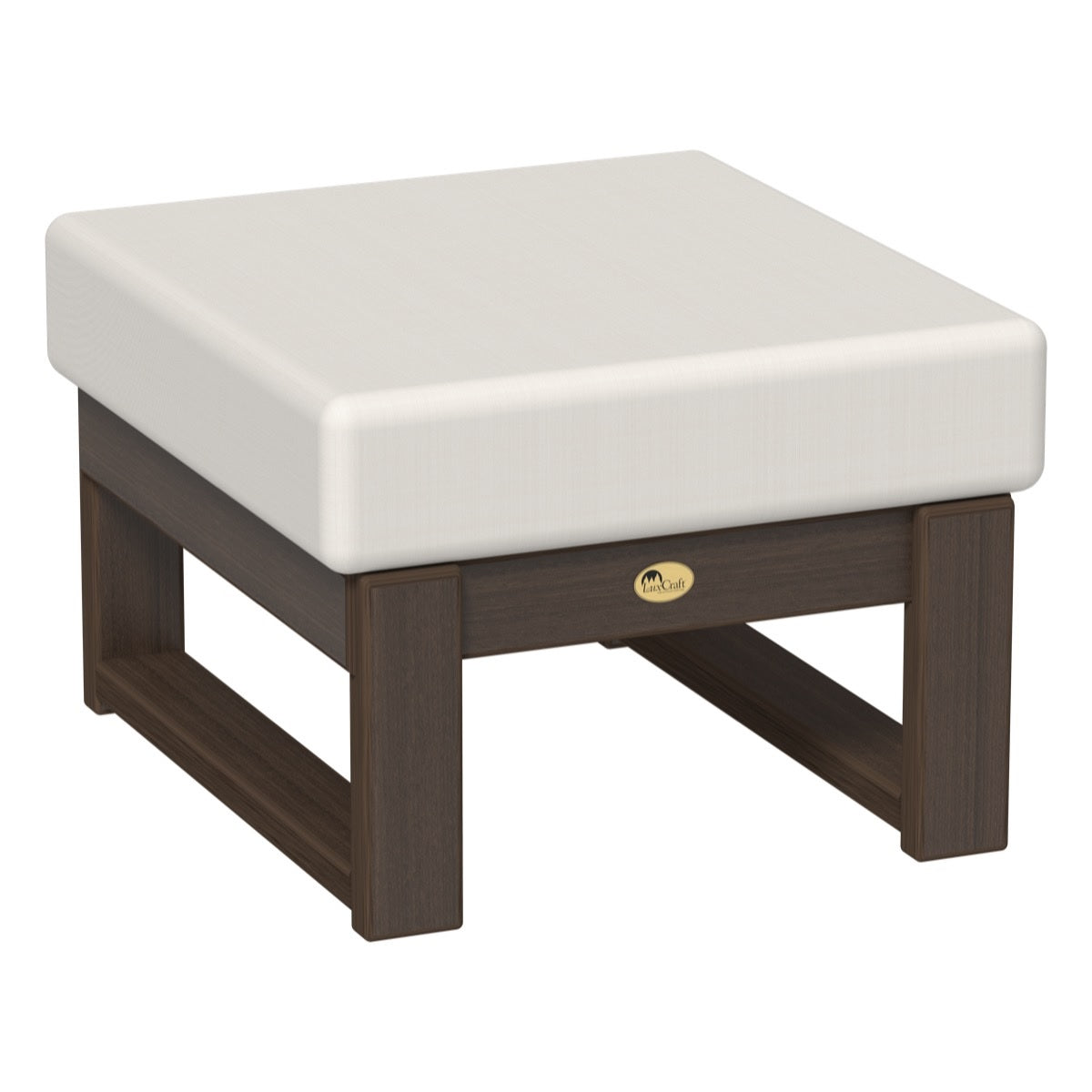 This is the Ottoman with Brazilian Walnut frames and a Canvas colored cushion.