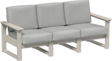 This image shows the deep seating sofa on a white background. The frames are birch and the cushions are spectrum dove.