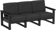 This image shows the deep seating sofa on a white background. The frames are black and the cushions are spectrum carbon.