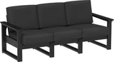 This image shows the deep seating sofa on a white background. The frames are black and the cushions are spectrum carbon.
