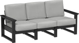 This image shows the deep seating sofa on a white background. The frames are black and the cushions are spectrum dove.