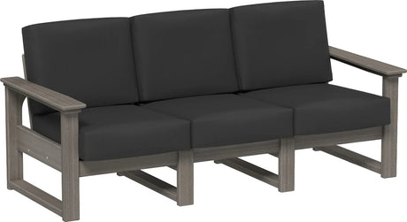 This image shows the deep seating sofa on a white background. The frames are coastal gray and the cushions are spectrum carbon.