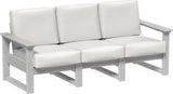 This image shows the deep seating sofa on a white background. The frames are dove gray and the cushions are canvas.