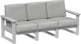 This image shows the deep seating sofa on a white background. The frames are dove gray and the cushions are spectrum dove.