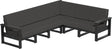 This image shows the deep seating sectional on a white background. The frames are black and the cushions are spectrum carbon.