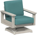 This image shows the deep seating swivel rocker chair on a white background. The frames are birch and the cushions are cast breeze.