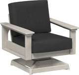 This image shows the deep seating swivel rocker chair on a white background. The frames are birch and the cushions are spectrum carbon.