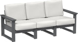 This image shows the deep seating sofa on a white background. The frames are slate and the cushions are canvas.