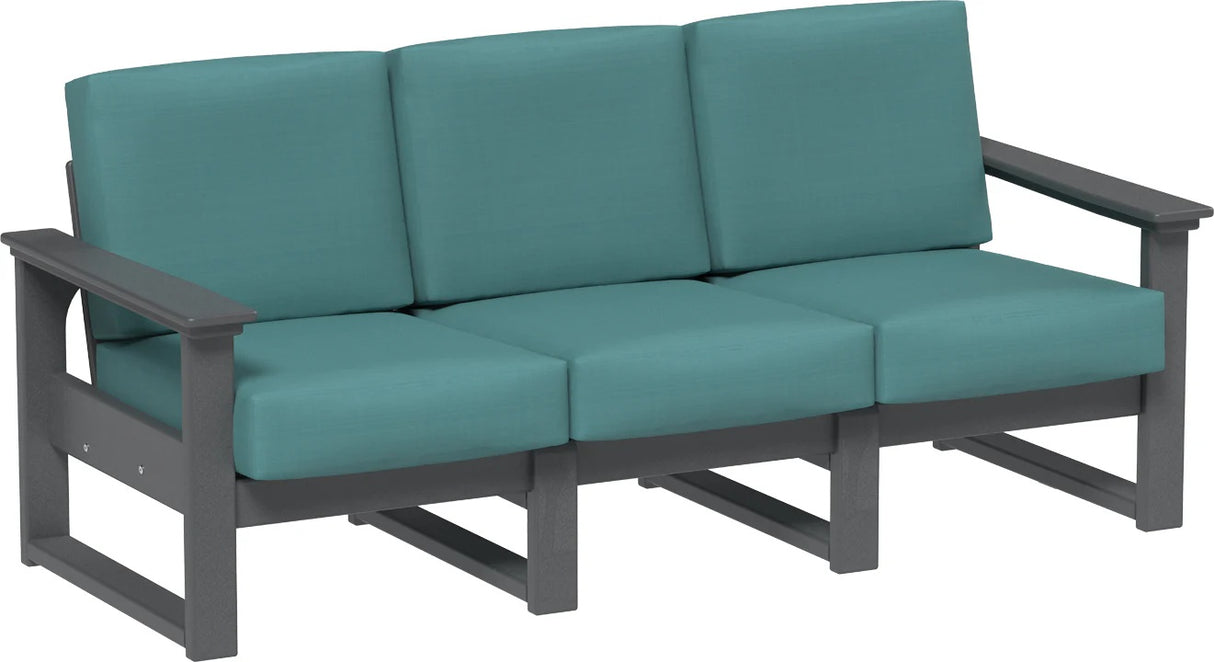 This image shows the deep seating sofa on a white background. The frames are slate and the cushions are cast breeze.