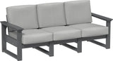This image shows the deep seating sofa on a white background. The frames are slate and the cushions are spectrum dove.