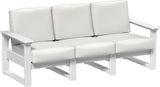 This image shows the deep seating sofa on a white background. The frames are white and the cushions are canvas.