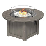 This is the Coastal Gray colored round fire pit table on a white background.