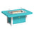 This is the Aruba Blue and White colored rectangular fire pit table on a white background.