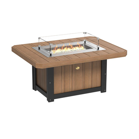 This is the Antique Mahogany and Black colored rectangular fire pit table on a white background.
