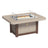 This is the Weatherwood and Chestnut Brown colored rectangular fire pit table on a white background.