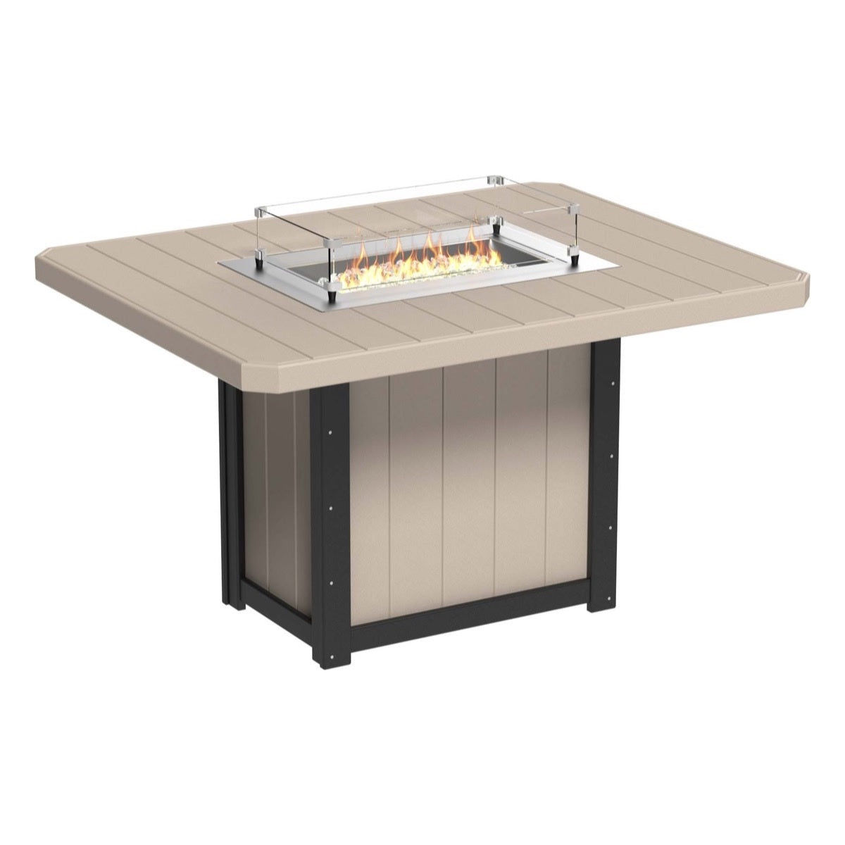 This is the Weatherwood and Black colored fire pit table on a white background.