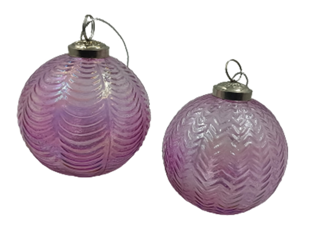 This image shows both options of these ornaments. One ornament has rounded ridges and the other has sharp ridges.