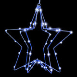 Hanging decoration shaped like a snowflake with a foldable design. Pre-lit with LED lights that can be controlled by an app.