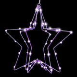 Hanging decoration shaped like a snowflake with a foldable design. Pre-lit with LED lights that can be controlled by an app.