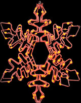 Hanging decoration shaped like a snowflake with a foldable design. Pre-lit with LED lights that can be controlled by an app.